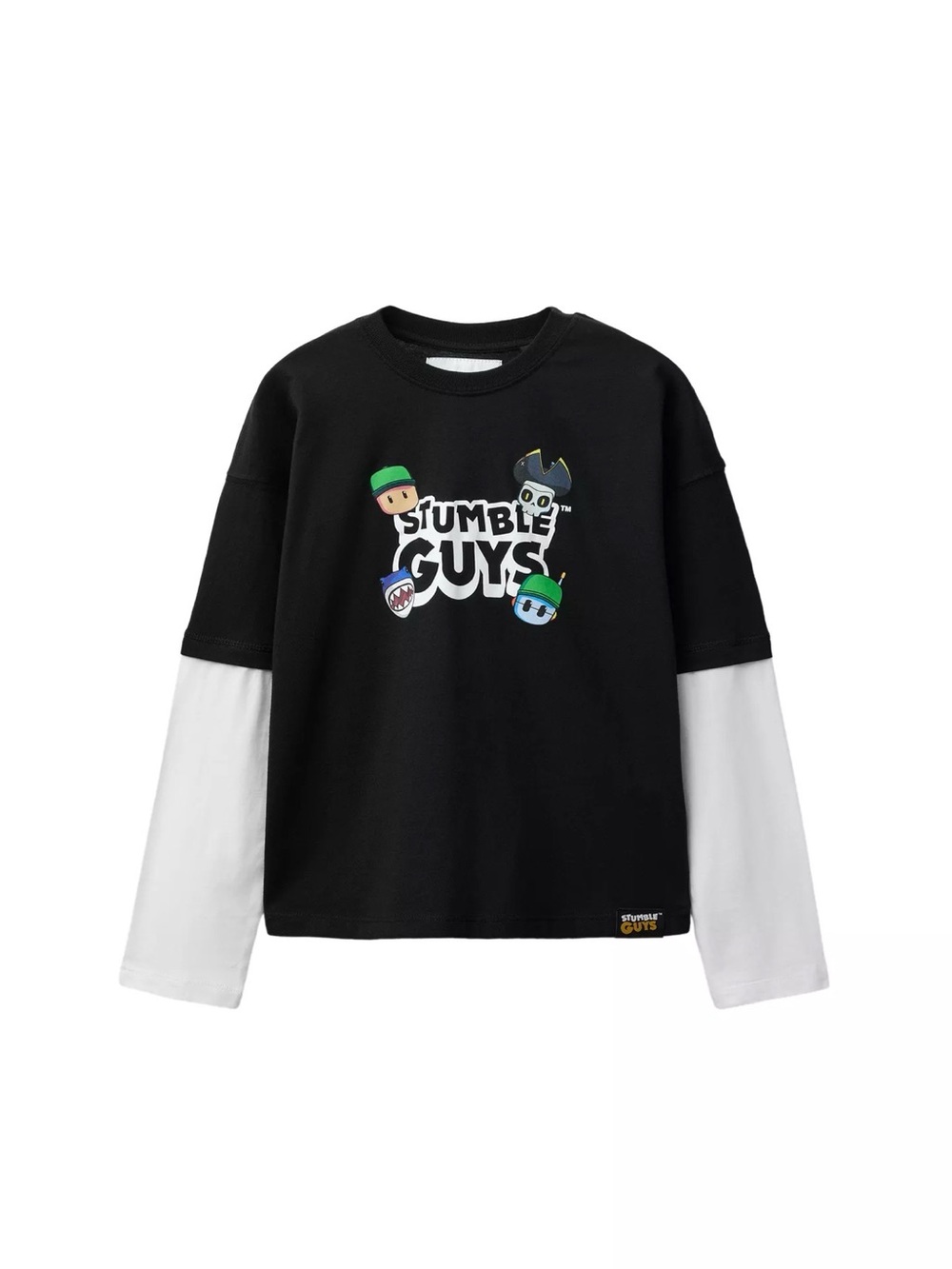 Zara Black & White 'Stumble Guys' Layered-Look Long Sleeve Tee